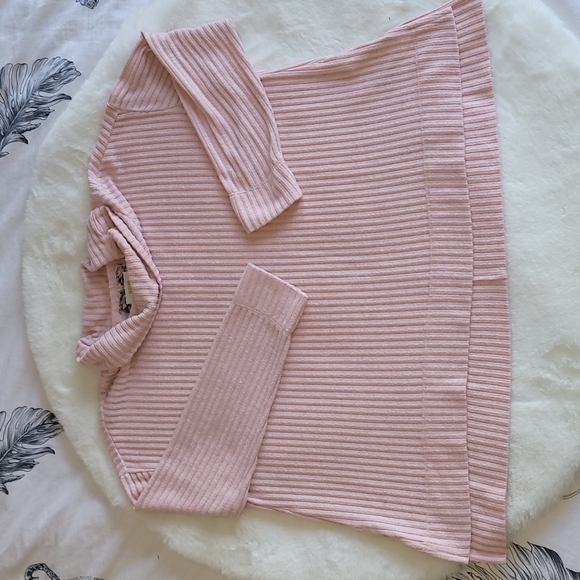 Maeve Sweaters - Maeve Anthropologie Light Pink Ribbed Cowl Turtleneck Sweater Medium